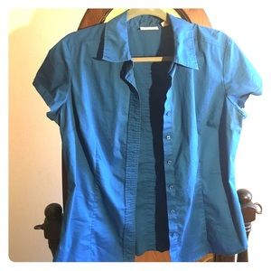 Teal New York & Company Short Sleeved Shirt